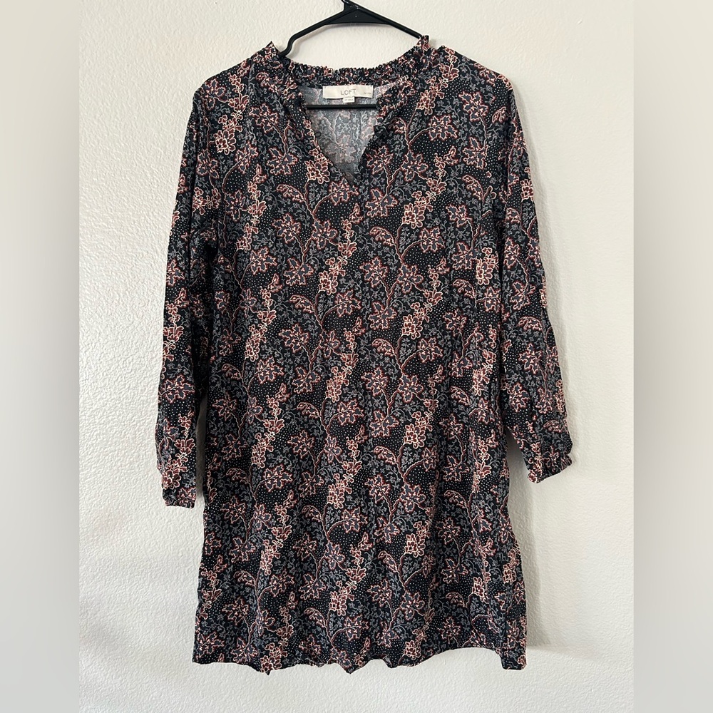 LOFT Floral Blue Dress